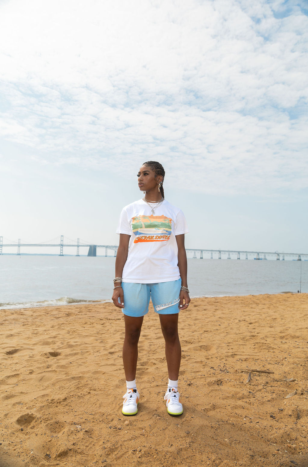 COASTAL SPEEDWAY TEE - WHITE (DISTRESSED PRINT)