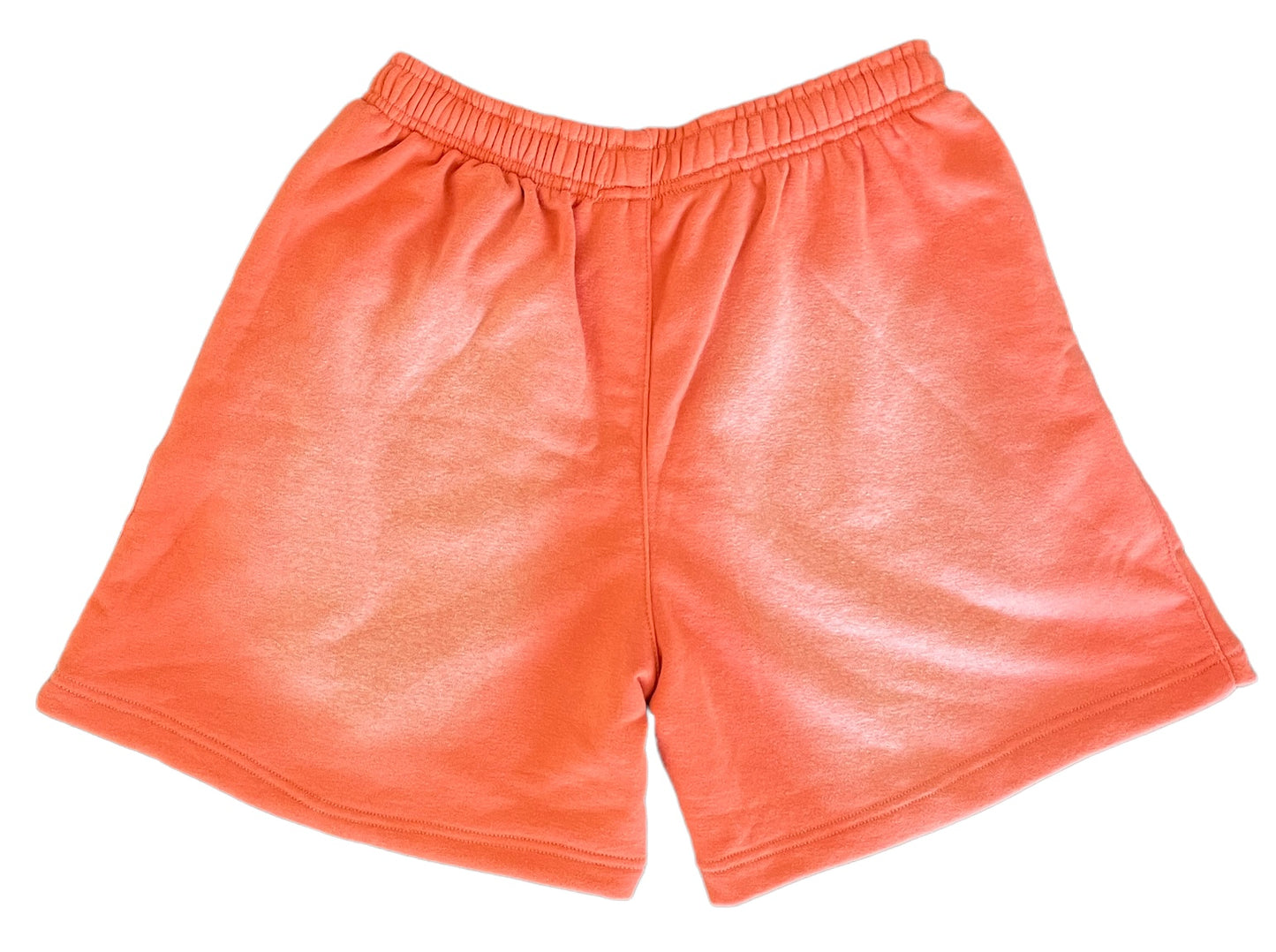 PUFF PRINT ACID WASHED SHORTS - PASTEL ORANGE