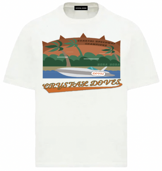 COASTAL SPEEDWAY TEE - WHITE (NON-DISTRESSED PRINT)